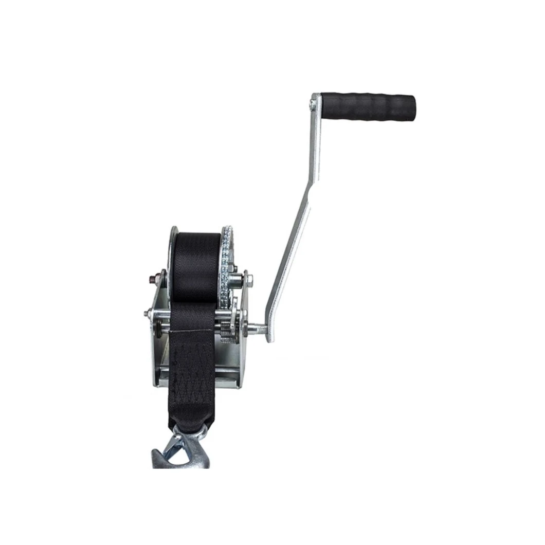 1, 100 Lbs. Single Speed Hand Winch with 20&prime; Strap - 7&quot; Handle